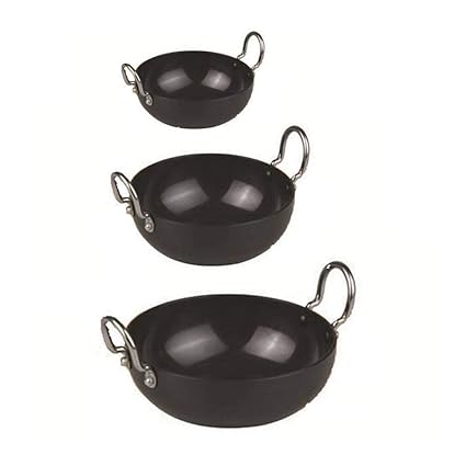 Abee Durable Small Hard Anodized Non-Stick Tadka Pan (Set of 3)