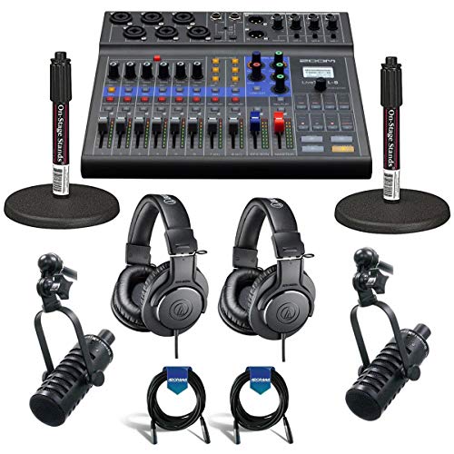 Zoom LiveTrak L8 Portable 8Channel Digital Mixer And Multitrack Recorder Bundle With 2X MXL
