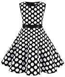 MUADRESS Girls Sleeveless O-Neck Audrey 1950s Vintage Swing Princess Party Dress