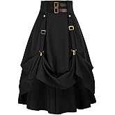 Scarlet Darkness Pirate Skirt for Women Goth Steampunk Skirt High Waist Midi A-Line Skirts with Pockets S-2XL