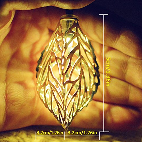 Solar String Lights Outdoor, Adecorty Solar Fairy String Lights 3D Metal Leaf 16ft 20LED Solar Ornament Lights Waterproof Solar Decoration Lights for Outdoor Decor Garden Patio Yard Tree Wedding Party - Thumbnail 2