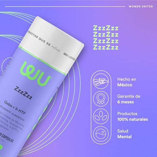 WU Nutrition ZzzZzz | Capsulas para Dormir y Relajación | Sueño Reparador con GABA Magnesio, Hongo Reishi 5-HTP, Manzanilla | Suplemento Premium | Apoyo al Descanso Nocturno | 120 Cápsulas | 2 meses de consumo