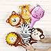 GuassLee Jungle Safari Animal Theme Party Set - 12pcs Handhold Jungle Animal Balloons, 6pcs SafarFoam Animal Masks for Kids Jungle Themed Zoo Animal Birthday Party Supplies