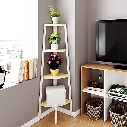 Corner Shelf Creatwo Wood 4 Tier Corner Shelf Standing Rack, White