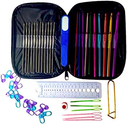 OMG Crafts Crochet Starter Set with Hooks Black Case and Accessories