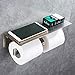 APLusee Double Toilet Paper Holder with Shelf, 304 Stainless Steel Brushed Nickel Bathroom Tissue Holder, Commercial Paper Roll Dispenser Wall Mounted