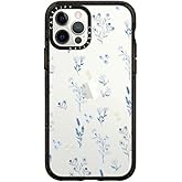 CASETiFY Impact Case for iPhone 12/ iPhone 12 Pro - Small Blue Flowers - Clear Black