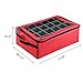 Ornament Storage Box - Zippered Lid Organizer with 48 Individual Compartments and Dividers for Christmas Bulbs and Decorations by Tiny Tim Totes (Red)