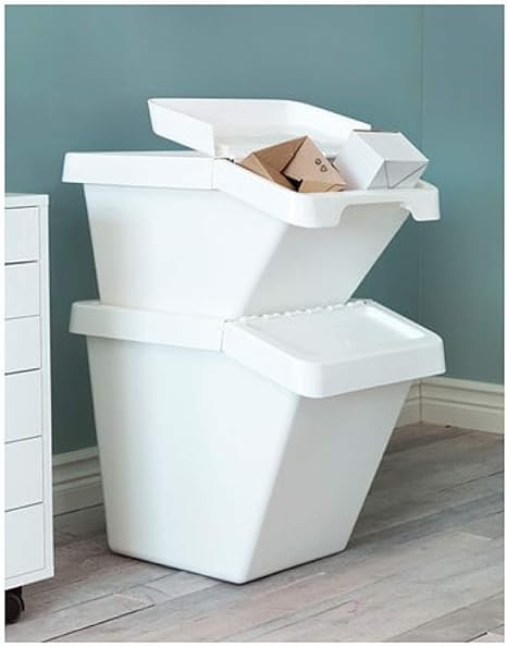 Amazon Com Ikea Sortera Recycling Bin With Lid White 702 558 99