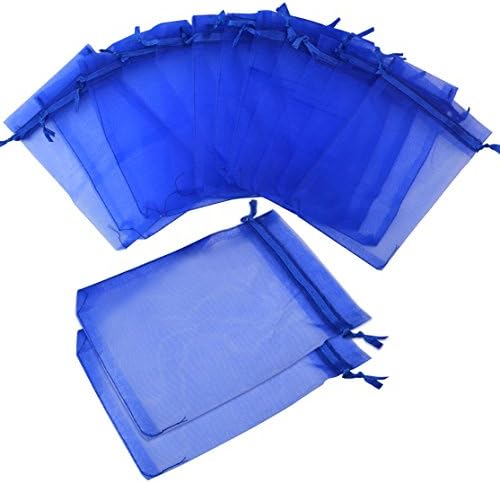 100pcs Organza Bags-Tojwi 3.54"x4.33" Drawstring Pouches Jewelry Candy Gift Favor Bag for Party Wedding Storage Bags(9x11cm, Blue)
