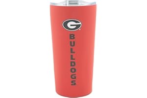 Decorvo Officially Licensed Collegiate Stainless Steel Tumbler - Double Walled Insulated Travel Thermos with Slide Lid - 18 oz (Georgia - Red)