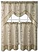 Victoria Classics Daphne Embroidered Kitchen Curtain Set Assorted Colors (Taupe)