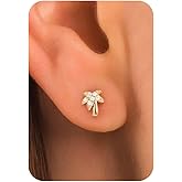 Plenky Flat Back Earrings - 14k Gold Plated Coconut Tree,Baseball Dinosaur,Dragon,Pterosaur,Cowboy Boot,Shark,Earrings for Women Gifts