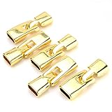 BEADNOVA Gold Plated Integral Clasps Jewelry Finding Clasps End Clasps Buckle Clasps For Leather Cords Bracelets Making 5 Sets Pack