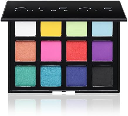Professional Eyeshadow Palette Makeup- 12 Colors- Highly Pigmented Bright and Bold Colorful Matte & Shimmer Shades By Cleof Cosmetics