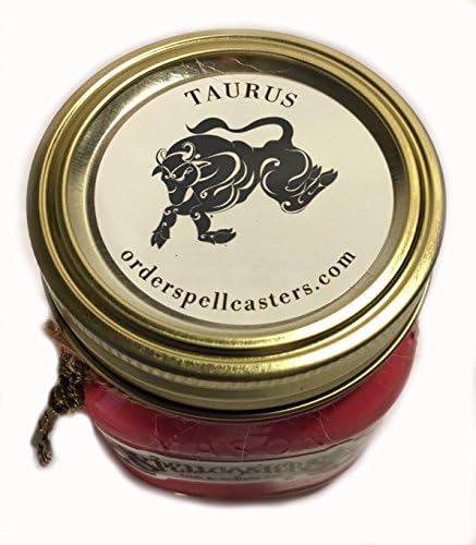 TAURUS Astrological Zodiac Candle All Natural Soy Wax Mason Jar 8oz Red