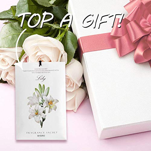 MYARO 12 Packs Lily Scented Sachets for Drawer and Closet, LongLasting