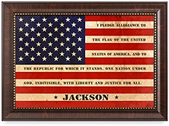 IPIC - American Flag, Personalized Artwork with Family Name and Oath, Perfect Army for Independent Day, Thanksgiving and Christmas. Picture Size: 18x12, Framed Size: 21x15