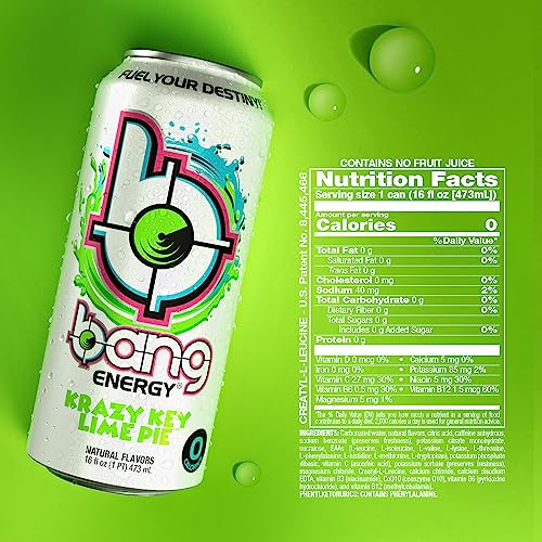 Bang Energy Key Lime Pie, SugarFree Energy Drink, 16Ounce (Pack of 12