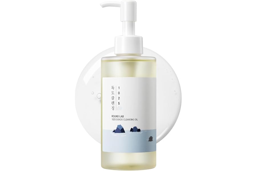 ROUND LAB 1025 Dokdo Cleansing Oil 6.76 Fl Oz, Lightweight Oil Cleanser for Face, Makeup Remover for Sensitive Skin, Blackhead and Pore Cleansing, Easy to Wash Off, No Oily Residue, Korean Skin Care