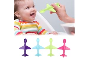 BQLQBQLQ 4-Piece Airplane Spoon,PP Small Airplane Shape Spoon,Airplane Home Small Airplane Shape Spoon Portable Mat Plate