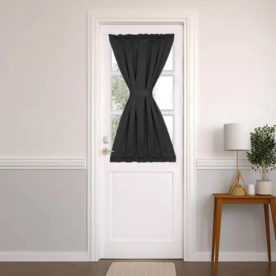 Outdoor Curtains - PANOVOUS Door Side Window Curtains for Small Windows Rod Pocket Blackout Curtains for Front Side Window Door 25x40 Inch Black 1 Panel