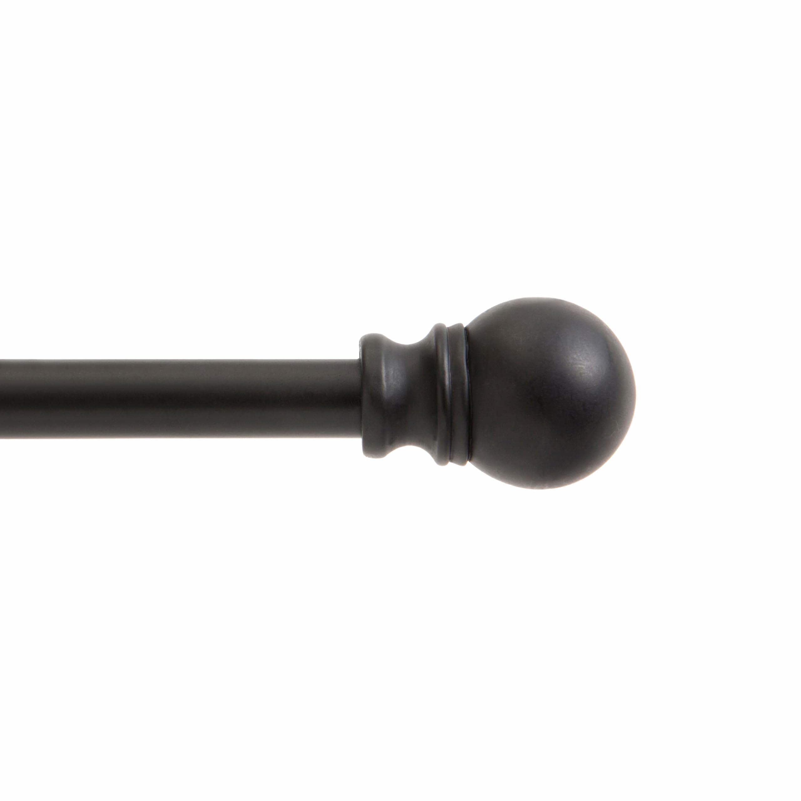 Kenney Davenport 1/2" Petite Café Decorative Window Curtain Rod, 28-48", Matte Black