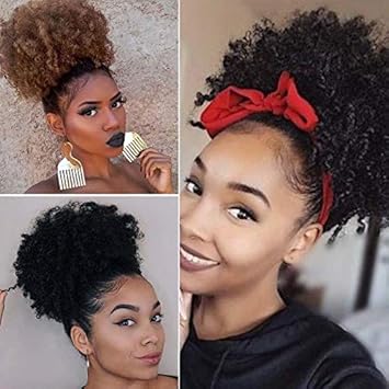 Afro Puff Drawstring Ponytail Synthetic Short Kinky Curly Wig