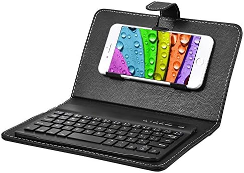 VBESTLIFE Clavier sans Fil Universel 2-en-1, Kit Clavier de Bluetooth avec Etui en Cuir PU et Le Support pour Les Téléphones iOS/Android.(Noir)