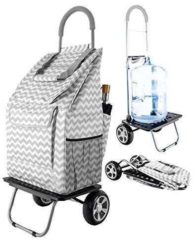 Bigger Trolley Dolly, Grey Chevron  Shopping Grocery Foldable Cart