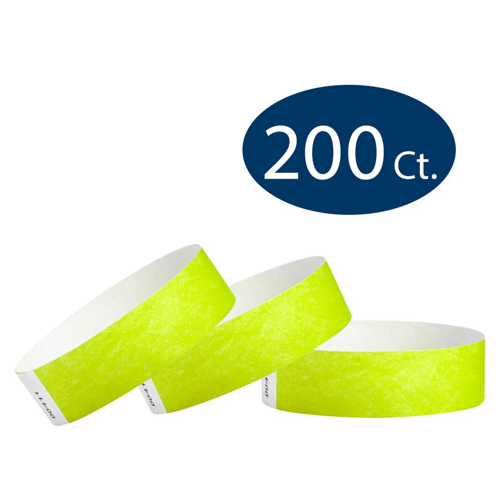 WristCo Lime Green 3/4" Tyvek Wristbands 200 Pack Paper