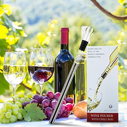Wine Chiller Stick - 3-in-1 Stainless Steel Wine Bottle Cooler Stick Freezer with Aerator and Pourer Decanter for Whiskey Cocktails Beer- Perfect Wine Accessories Gift - Thumbnail 5
