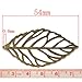 Housweety 100 Bronze Tone Filigree Leaf Charm Pendants 54x32mm