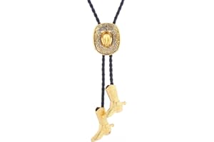 HUABOLA CALYN Bolo Tie for Men- Native American Western Cowboy Golden Longhorn Bull Flying Eagle Bolo tie