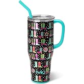 Swig Life 40oz Mega Mug, 40 oz Tumbler with Handle and Straw, Cup Holder Friendly, Dishwasher Safe, Extra Large Insulated Tumbler, Stainless Steel (Disco Cowgirl)