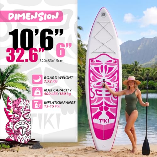 FunWater Inflatable Stand Up Paddle Board Ultra-light SUP - Adult Paddleboards with Adj Paddle, Hand Pump, Backpack, Leash