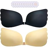 Dayugick Sticky Bra Push Up Adhesive Invisible Backless Strapless Stick on Lift Bra 2 Pairs Resuable with Nipple Covers