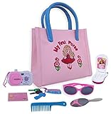 Calaqai My First Purse - Pretend Play Purse Set for Girls with Handbag, Flip Phone Car Keys, Kids Credit Card, Hair Comb, Mirror, Sun Glasses & Camera - Great Educational Toy for Fun & Learning