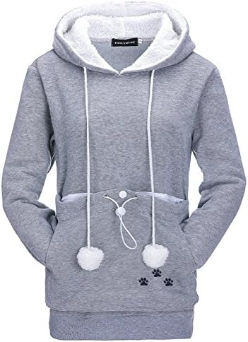Bangerdei Women's Kangaroo Pouch Pet Holder Carrier Hoodie Cat Dog Sweatshirt