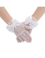 From Amazon.com. Click for details:
 Apparel: Girls Flora White Lace Satin Fancy Stretch Short Gloves for First Communion Apparel: Girls Flora White Lace Satin Fancy Stretch Short Gloves for First Communion