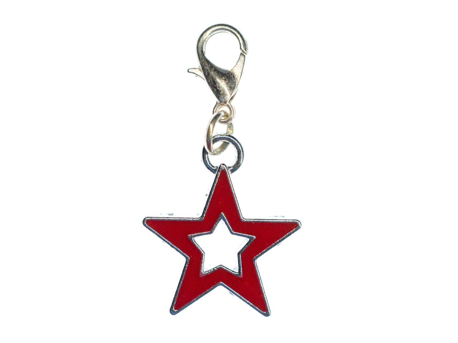Miniblings Star Charm Pendant For Bracelet Wristlet Asterisk Enamelled Red Silver