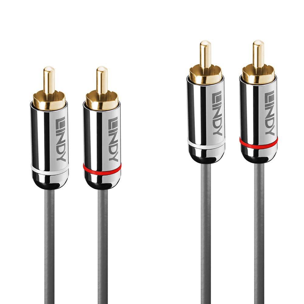 LINDY 0.5m Dual Phono Audio Cable, Cromo Line, charcoal