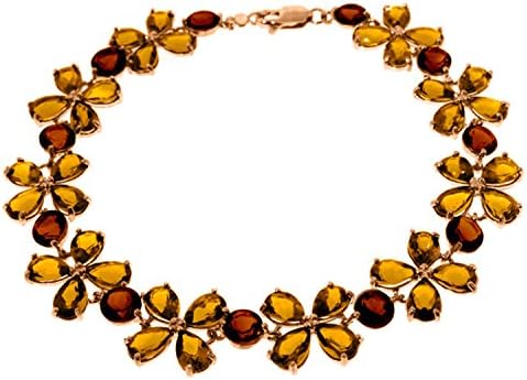 14K Solid Rose Gold Bracelet with Citrines & Garnets