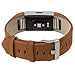 VOMA Compatible for Fitbit Charge 2 Bands, Genuine Leather Replacement Wristbands Bands for Fitbit Charge 2 HR Women Men Brown
