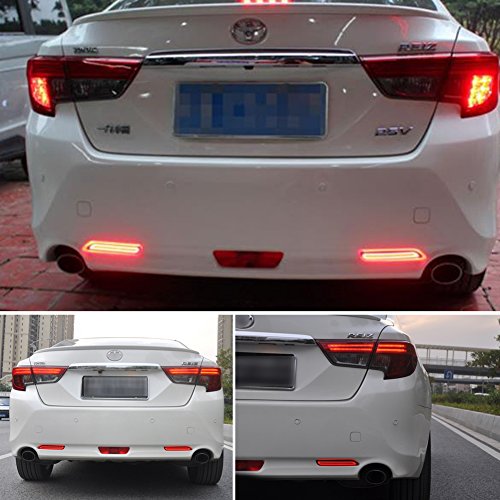 GTINTHEBOX 3D Optic Red LED Rear Bumper Reflectors Brake Tail Lights Lamps for Lexus RC250 RC350 is-F GX470 Toyota REIZ Sienna Matrix Venza Avalon 2Pcs