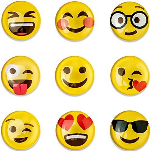 Magnetitos - Set of 9 Magnets - Happy Emoji - For Refrigerator, Whiteboard, Charts, Chores List, To Do List, Fridge, Lockers