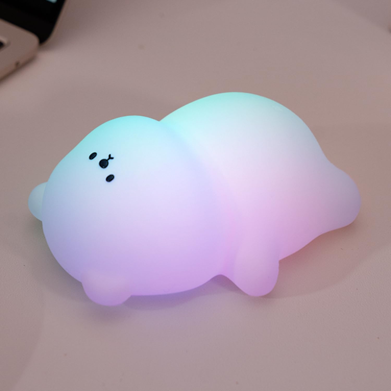 Cute Lying Bear Night Light, Dimmable Nursery Kawaii Bear Lamps for Room Decor, Super Squishy Silicone Night Lamp. Great Ambience Light for Camping Party Room Decor [Energy Class G] (Lying Bear)