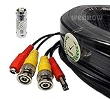 WennoW 50FT BNC Male Cable for Q-see / Zmodo / Lorex / Swann / Nightowl Indoor or Outdoor CCTV security camera with BNC male to male adapter