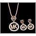 YINLI MK Etched Monogram Disc with Michael Kors Pendant Necklace and Earrings Jewelry Set 18