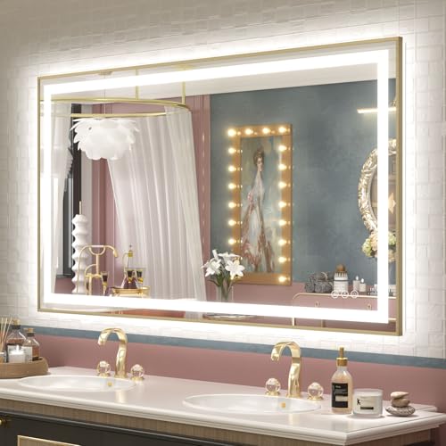 OKPAL Gold Lighted Bathroom Mirror Lights Frontlit